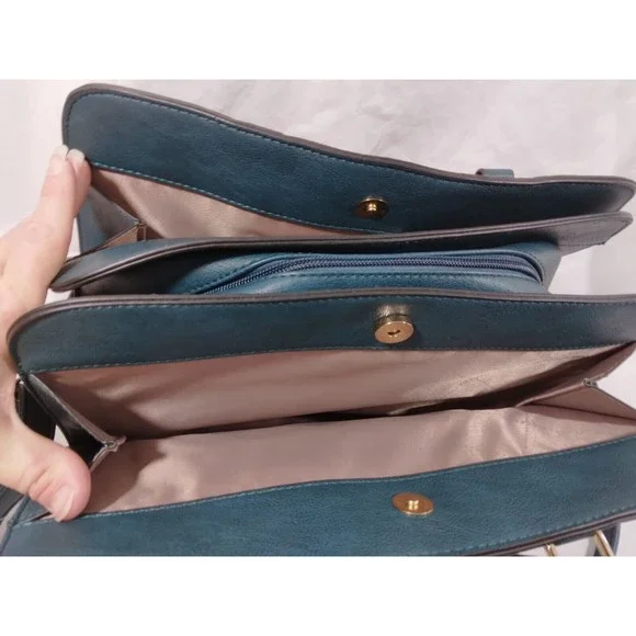 Dasein Handbag Large Satchel Shoulder Bag Purse with Matching Wristlet Teal - Picture 5 of 16